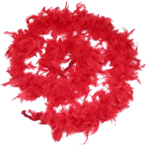 GORGECRAFT 2m Rote Federboas 15.5~20cm Dick Flauschige Truthahn-Federboa Bunter Federboas-Schal Verkleidungszubehör Für Weihnachten Halloween Karneval Tanzparty Cosplay Kostümdekorationen