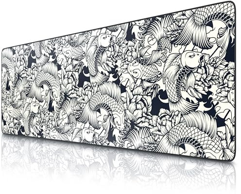 TITANWOLF - Alfombrilla de Ratón de Gran Tamaño 1200x400mm – Mouse Pad Gaming XXL - para Precisión y Velocidad en Juegos - Antideslizante - Superficie de Tejido - para Ratón y Teclado - Koi