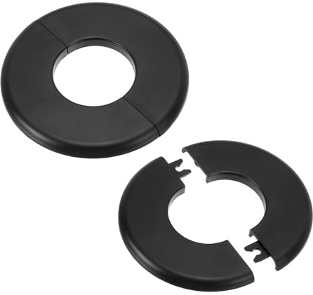 PATIKIL Flangia Divisa a Parete, 44mm Copriforo con Piastra Autoadesiva Rotonda in ABS Copri Tubi Termosifoni Copertura per Decorazione Rubinetto Tubo Acqua Bagno Cucina, 2 Pezzi, Nero