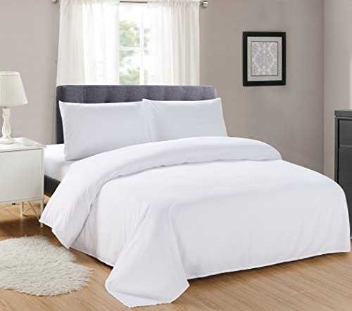 Sonia Linens Home Basic Super Soft Brushed Microfibre Duvet Cover Set - Non Iron Breathable Hypoallergenic Zippered Duvet Cover & Pillowcase Set(King White)