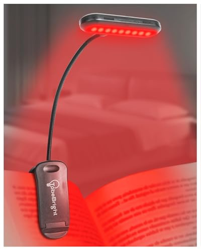 TobeBright 670nm Red Light Book Light Clip on LED Book Reading Lamp USB-C Rechargeable, Zero Blue-Light Eye Care Red Lights Sleep Therapy, Gift for Kids, Travel, Learning