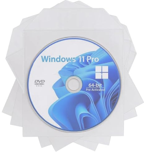 Body-Plus 100PCS Clear Plastic CD sleeves Blu-ray Covers – 100 Micron CD Plastic Sleeves - Transparent DVD Sleeves Wallet Envelopes for Disc Protection & Easy Storage