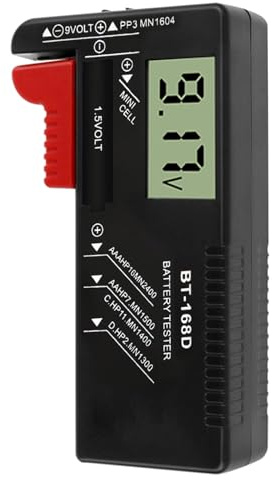 Comprobador de Pilas y Baterías, Universal Digital BT-168D para Pantalla LCD, Battery Tester Compacto y Portátil para Uso Doméstico, Medidor de Carga Pilas AA AAA C D 9V 1,5V y Pilas de Botón
