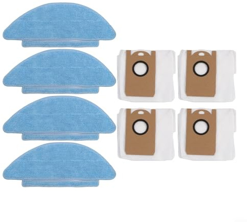 Kit de paño de fregona y bolsa de polvo de repuesto compatible con Lubluelu SG60/SL60 SL60D SL61, para Tikom L9000, para aspiradora robot Laresar Clean L6Nex, incluye 4 trapos de microfibra
