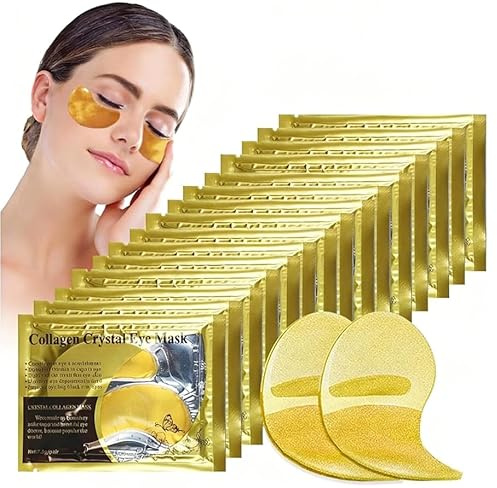 24 Paia Idratante Patch Occhi,24K Oro Maschera occhi per idratanti e leviganti,lenitiva occhi maschera per Cura Del Contorno Occhi,Cura della pelle maschile e femminile(Giallo)