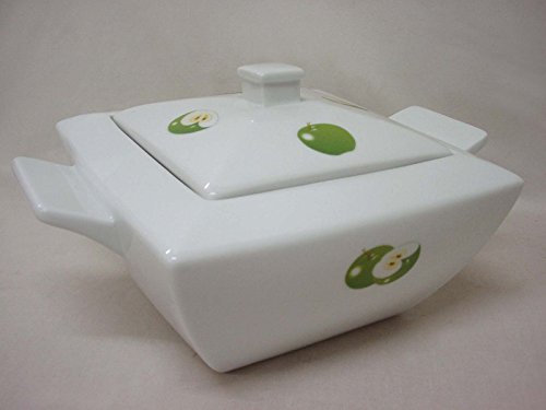 SOPERA DE VAJILLA CUADRADA 2800ML PORCELANA MANZANA VERDE