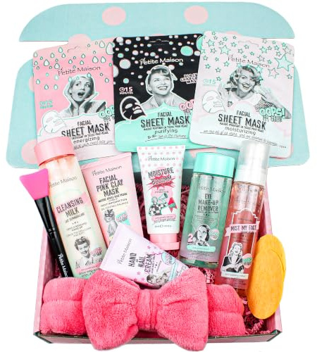 Petite Maison Cesta de regalo de spa de 13 piezas para mujeres y adolescentes, caja de regalo de cuidado personal y cuidado de la piel, kit de spa para adolescentes, juego de regalo de cumpleaños