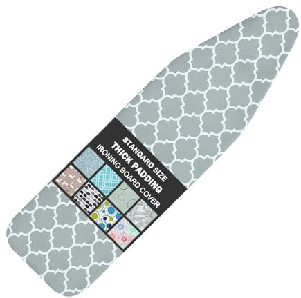 Ironing Board Cover and Pad Standard Size 15 x 54,3 Pairs of Hook and Loop Fastener Straps,Elastic Edges,Cotton Iron Board Cover with Scorch Resistant Thick Padding(012)