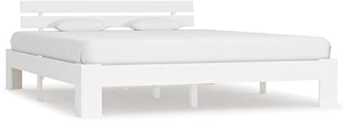 homiuse Giroletto Bianco in Legno Massello di Pino 180x200 cm Doghe Letto Matrimoniale Struttura Letto Matrimoniale Letti Matrimoniali Moderni Giroletto Classico Elegante Robusto Struttura