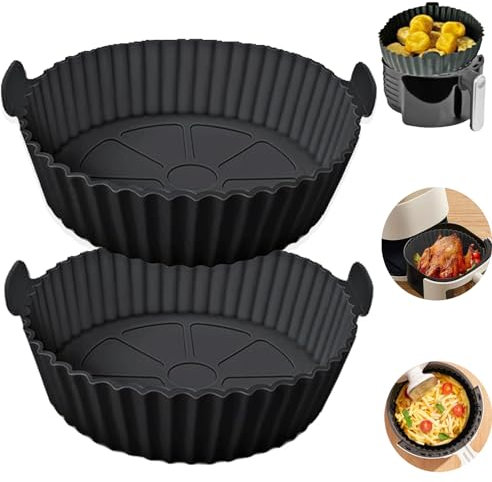 KOBOKO Silikonform für Heißluftfritteuse, 2Pcs Airfryer zubehör, Airfryer Silikonform, Silikoneinsatz für Heißluftfritteuse, Wiederverwendbar Anstelle Backpapier für Mikrowelle Zubehör
