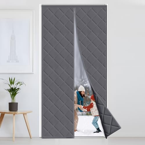 Cortina de Puerta Magnética con Aislamiento Térmico 90 x 210cm, Diealles Shine Cortinas Térmica para Puertas, Cortinas de Invierno para Puertas Insonorizante Aislamiento