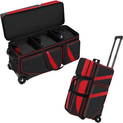 Aleemin 3 Ball Bowling Roller Bag with Wheels