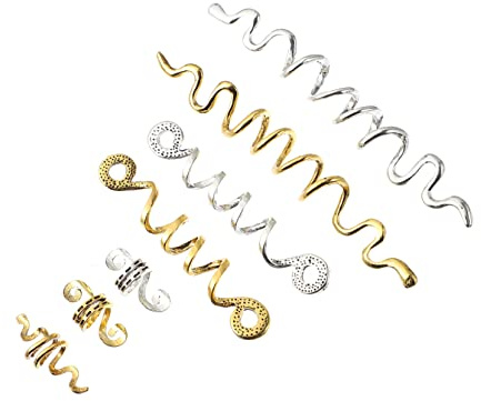 FOMIYES Lot De 16 Mèches Et Manchettes Pour Cheveux Africains Perles Géantes Pour Tresses Bijoux En Métal Léger Pour Dreadlocks
