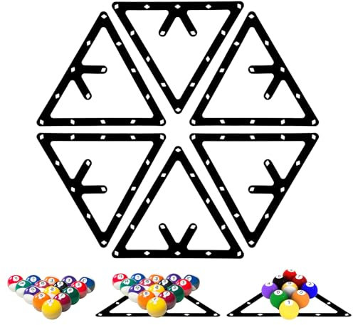 Yuanchu Billard Triangle Set, 6 Stück Magic Billiard Rack Schwarz Billard-Rack Dreieck Billardträger Positionierung Billardkugelständer für 8-Ball 9-Ball und 10-Ball Billard Zubehör für Zuhause und Pr