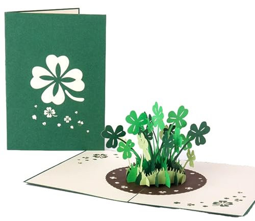 Pop-Up Karte Glücksklee, Viel Glück 3D Grußkarten, Gute Besserung, Glücksklee Klapp Karte, Geburtstagskarte 3D Genesungskarte, Glückwunschkarte für Neujahr, Geburtstag, Danke für Alles Karte