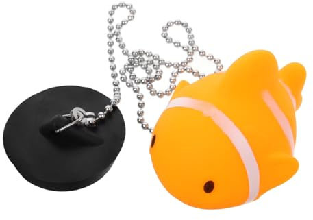 jojofuny Bathtub Stopper Chain Rubber Fish Drain Stopper for Kitchen and Bathroom Easy to Clean Tub Drain Cover Suitable for Bathtubs and Washbasins