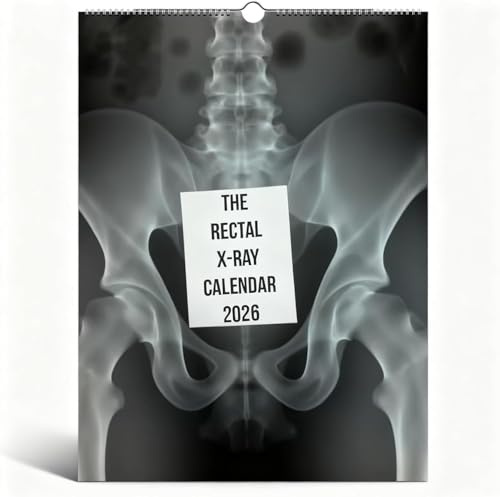 Calendario rectal de rayos X 2026, 12 imágenes de rayos X médicas impactantes e divertidas, calendario de pared novedoso, regalo de broma para médicos, enfermeras y estudiantes de medicina (1 unidad)