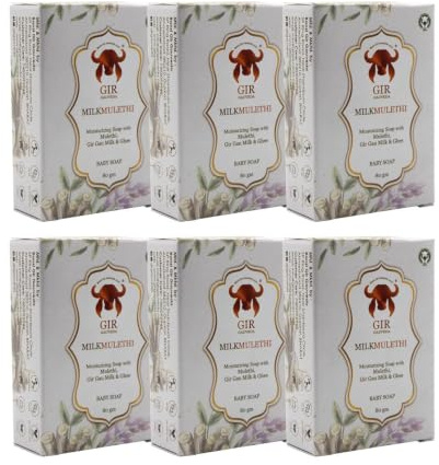 Herbal Soap Bar with Cow Milk, Moisturizing Bath Soap, Gentle Cleansing Soap for Face & Body, Natural Soap Bar for Men & Women, 80g (pack of 6)