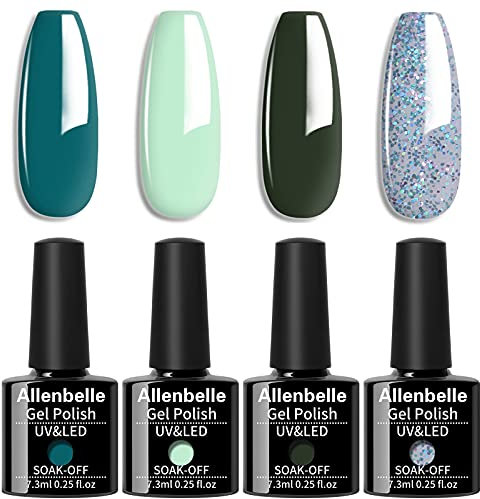 Allenbelle Smalto Semipermante Per Unghie Kit In Gel Uv Led Smalti Semipermanenti Per Unghie Nail Polish UV LED Gel Unghie 009
