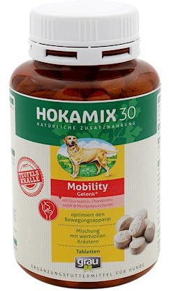 GRAU - das Original - HOKAMIX30 Mobility, Gelenktabletten für Hunde, natürliche Kräutermischung mit Grünlippenmuschel und Teufelskralle, 1er Pack (1 x 190 Stück), Ergänzungsfuttermittel für Hunde