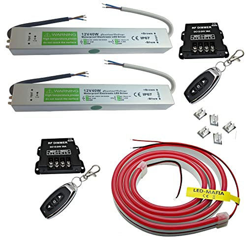 12V / 230V (Netzteil) + Fernbedienung Dimmer + LED Streifen Stripe Licht Unterbankbeleuchtung Saunabeleuchtung Saunalampe (10m - 10,99€/m, warmweiß)