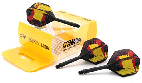 CUESOUL Rost Eje de dardo Integrado y Plumas Medianas, Forma estándar con patrón Exquisito, Juego de 3 Piezas