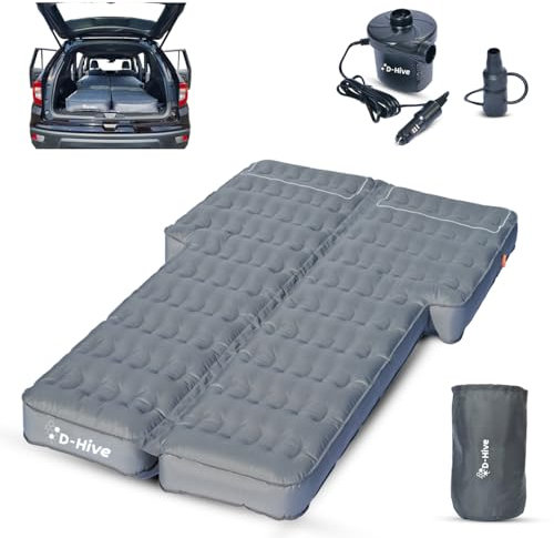 D-Hive Unbeatable Durability SUV Air Mattress for Car Camping, Durable Extra Thick 300D Oxford Fabric, Quick Easy Set-Up w/Electric Pump, Car Bed Mattress, Mattress for SUV, Air Mattress