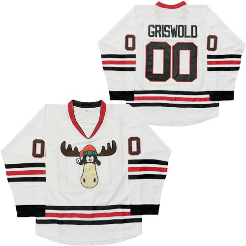 #00 Griswold Movie Hockey Jerseys X-Mas Christmas Vacation Mens Jersey White Stitched XL