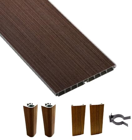 AERREGI KIT ZOCCOLO NOCE SCURO PER CUCINA BATTISCOPA ALTEZZA 10, 12 E 15 CENTIMETRI | ZOCCOLI 5 METRI CON ACCESSORI PER UNIONE E KIT GANCI | KIT ZOCCOLATURA N. SCURO (4, Noce Scuro, H120 mm)