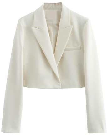 Nuevo Blazer Corto de Verano de Estilo Europeo y Americano para Mujer-Blanco-M
