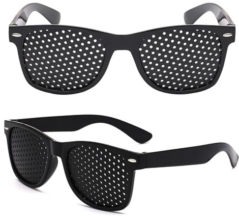 2Pcs Pinhole Glasses, Grid-Glasses for Eye Training, Vision Improvement & Relaxation, Unisex, Small Hole for Fatigue Relief (Black)