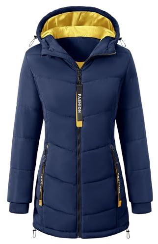 CMTOP Cappotto Donna Invernale Caldo Cappotto con Cappuccio Spessa Giacca Trapuntata Lungo Autunno Invernali Giubbotto Casual Giacca Parka Trapuntata con Zip e Tasche