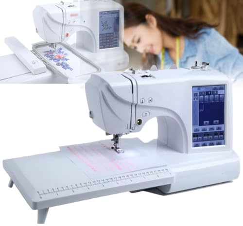 ZHPPED Machine À Broder Électrique, Machine À Coudre Automatique avec Grand Écran Tactile LCD, Outil De Broderie DIY, 210 Lettres Intégrées Et 30 Bordures De Motifs, Couture Simplifiée