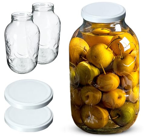 KADAX Tarros de cristal para conservas (5 L, para tapa de rosca, 2 unidades), color blanco