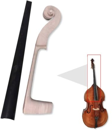 WUQIMUSC 3/4 size Upright Double Bass Fingerboard and neck kit, Ebony/Rosewood Fingerboard with Maple wood Neck Head for DIY, Replacement Double Bass Parts (Ebony Wood)