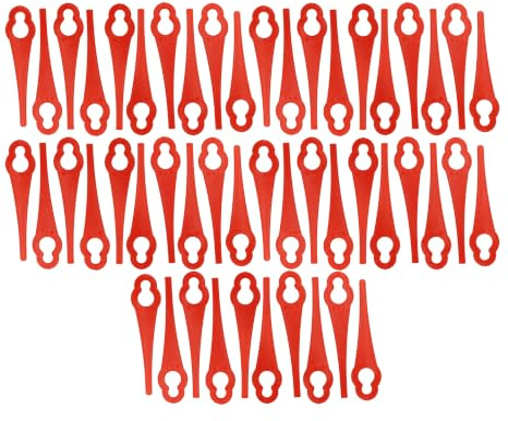 vhbw 50 x ersättningsknivar, ersättning för Grizzly 91099379 för grästrimmer – ersättningsblad röd, nylon/plast