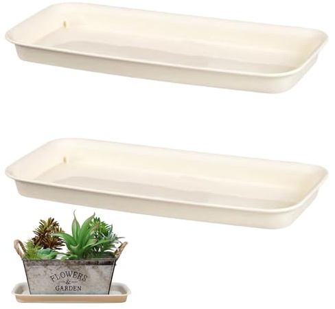 Platillo para plantas, 2 piezas, platillos rectangulares para macetas, bandejas de goteo para plantas, 12, 20 x 5, 51 x 0, 98 pulgadas, bandeja rectangular de plástico reutilizable decorativa.