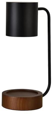 Candle Warmer Lamp with Dimmer Night Stand Light Electric Candle Lamp Warmer, Wood Bedroom Bedside Lamp Aromatherapy Decorative Candle Heater Home Fragrance Warmer (Dark)