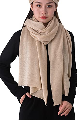 Prettystern 100% Kaschmir Schal XL Strick-schal, weich & warm, hochwertiger Winter-Stola für Damen und Herren Beige