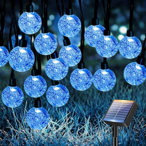 btfarm 10M Guirlande Solaire Exterieur, LED Guirlande Lumineuse Exterieure Solaire IP65 Étanche, 8 Modes Lumiere Solaire Extérieur pour Jardin Terrasse Guinguette Balcon Fête Noël Deco, Bleu