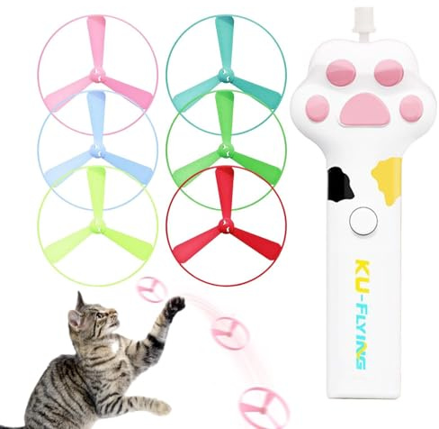 de disco para gatos, hélice voladora recargable de 15 cm, lanzador de persecución interactivo, dispositivo electrónico de ejercicio para mascotas, rotor automático, alimentación de