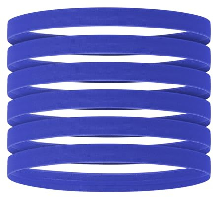 TOPTIE 6-pack töjbart elastiskt pannband för kvinnor män, tunna svetthårband halkskydd för löpning tennis