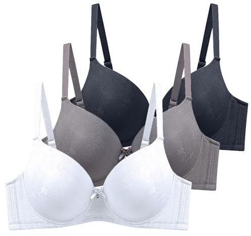 Générique Lot de 3 Soutien-Gorge Grande Taille avec Armatures Push Up Motif Jacquard Lingerie Femme Maintien Poitrine Bonnet Fin Ajustable pour Porter au Quotidien Bureau