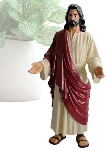 demaxiyad Jesus Staty - Religiös Skulptur Med Mantel Och Öppna Armar,Religiös Och Inspirerande Staty | För Bön Skrivbord Vardagsrum Spiselkrans Fest