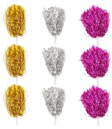 VALICLUD 9 Pièces Pompons de Cheerleading en Pet pour Événements Sportifs et Danses, Accessoires Portables Stimulant l'esprit D'équipe Motricité Tactile