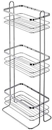 Croydex Bathroom Storage Three Tier Freestanding Storage Basket - Chrome Plated Bathroom Shelves & Organiser, Durable Steel, Space-Saving Design, 670x255x165mm, Fixtures & Fittings Included