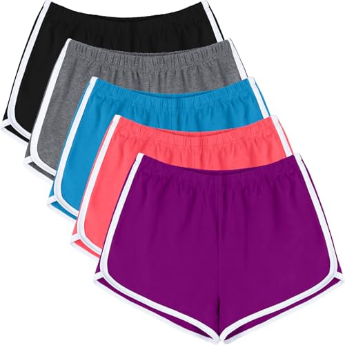 URATOT Träningsbyxor, dolphin shorts, mjuka, bekväma, ventilerande, avslappnade, cykelbyxor, vandringsbyxor, för kvinnor, 5-pack