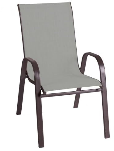 LOLAhome Silla de jardín Nerea de Acero y Textileno Gris | De 55x70x90 cm | Resistentes: Acero anticorrosión, Textileno Doble | Transpirables, Apliables | para Exterior | Classic