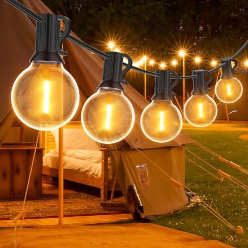 GLUROO Girland Ljus Utomhus 7.6M G40 LED-slingaljus Strömförs med 12+1 plastlampor, vattentäta anslutningsbara utomhuslampor för trädgård, veranda, bakgård, Bistro