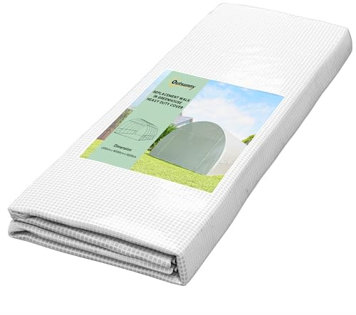 Outsunny 6 x 3 x 2m Polytunnel Greenhouse Replacement Cover ONLY Winter Garden Plant PE Cover for Tunnel Walk-in Greenhouse with Roll-up Windows Door Outdoor, White